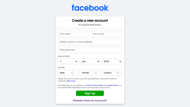 FB Login Page Clone